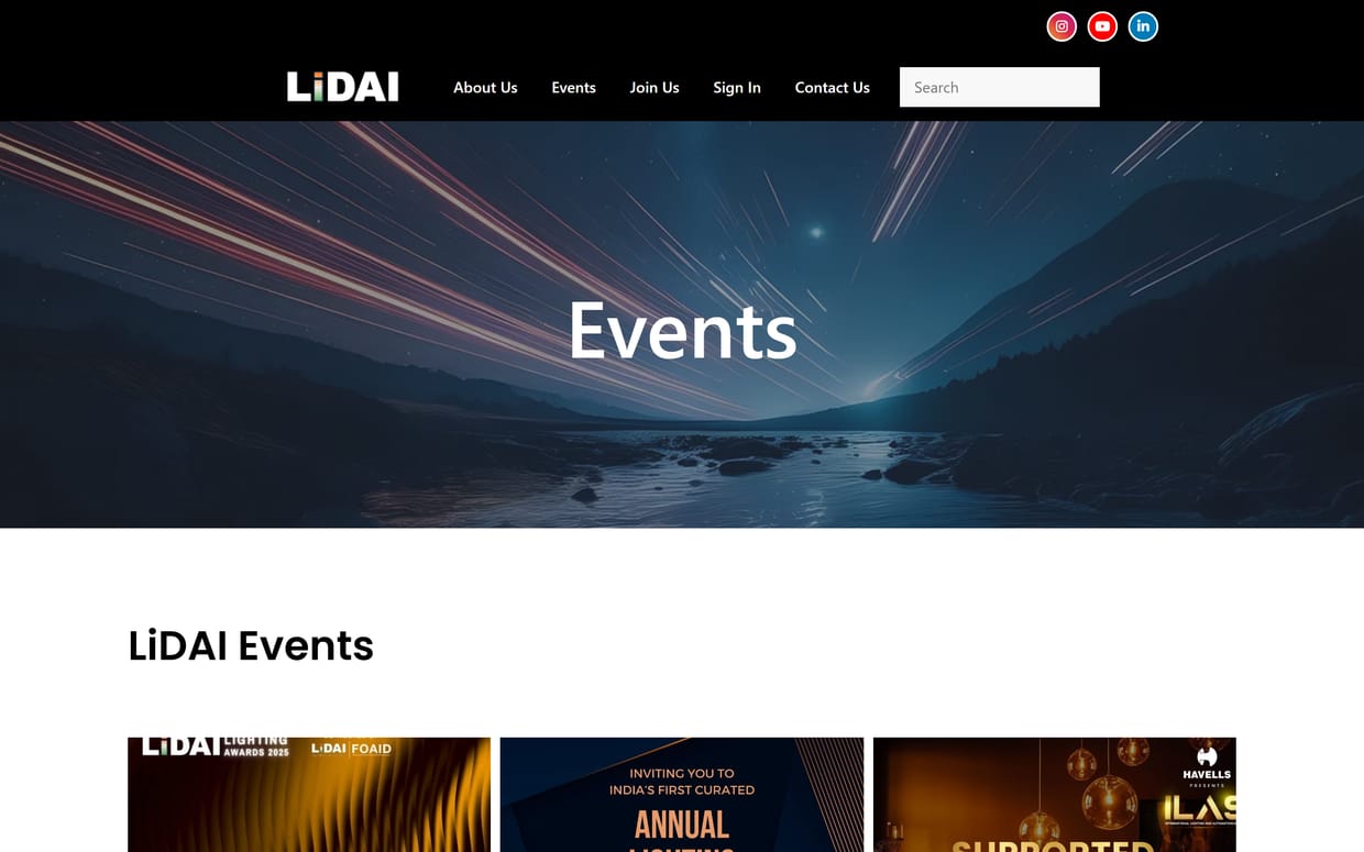 LiDAI interior page: events archive